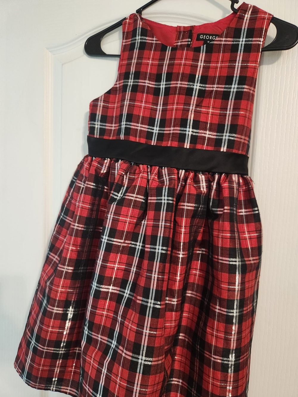 George Red Black Plaid Holiday Dress